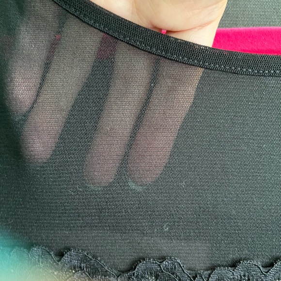 INC beautiful black top sheer with lace over nude lining - Picture 2 of 3